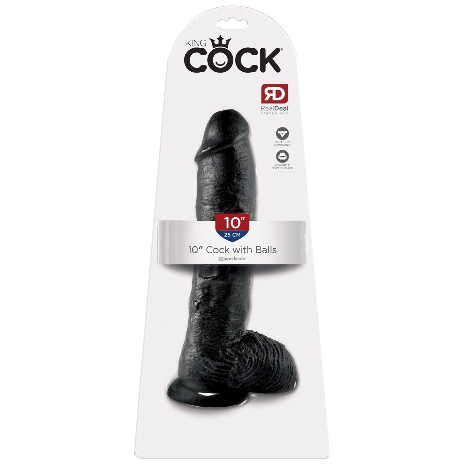 King Cock 10&quot; Cock With Balls - Black 25.4 cm (10&quot;) Dong by Pipedream