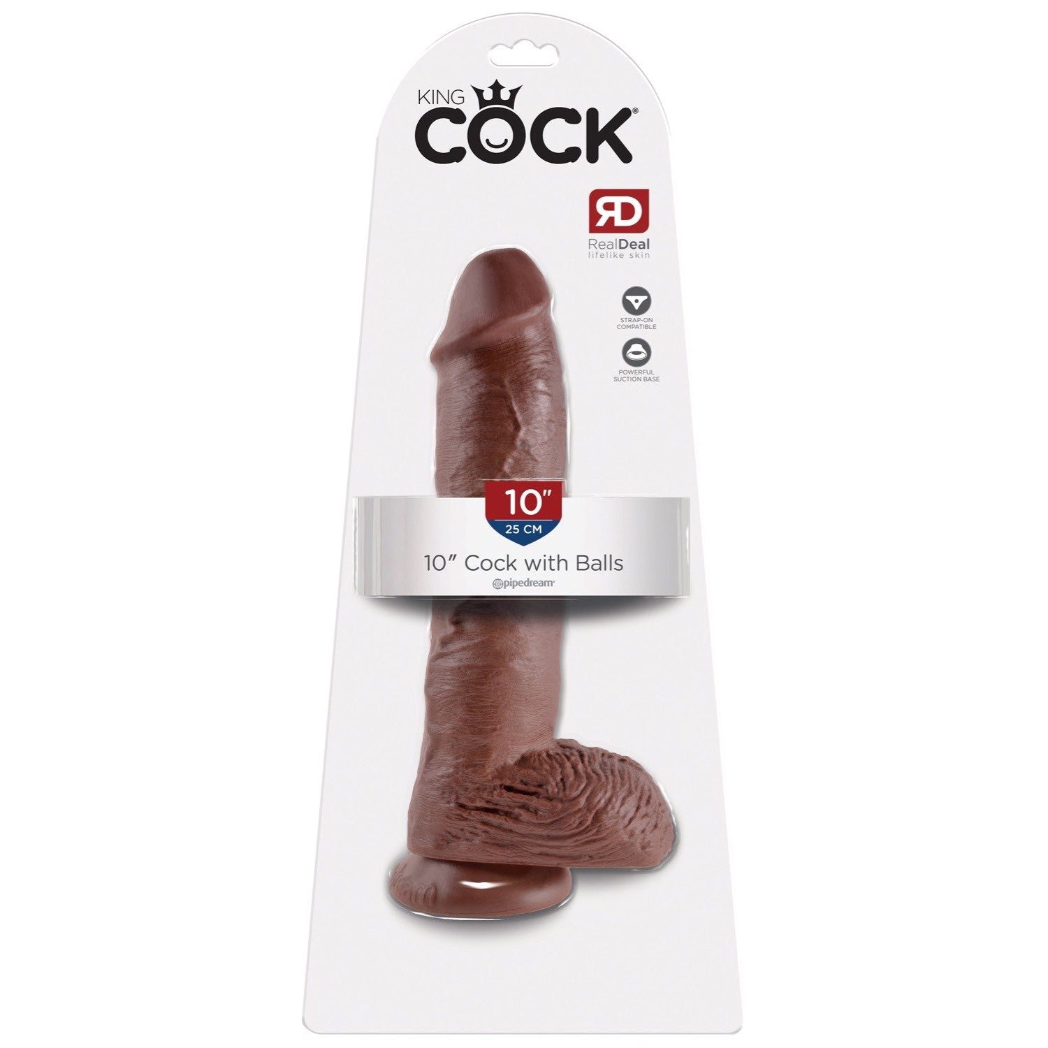 King Cock 10&quot; Cock With Balls - Brown 25.4 cm (10&quot;) Dong by Pipedream