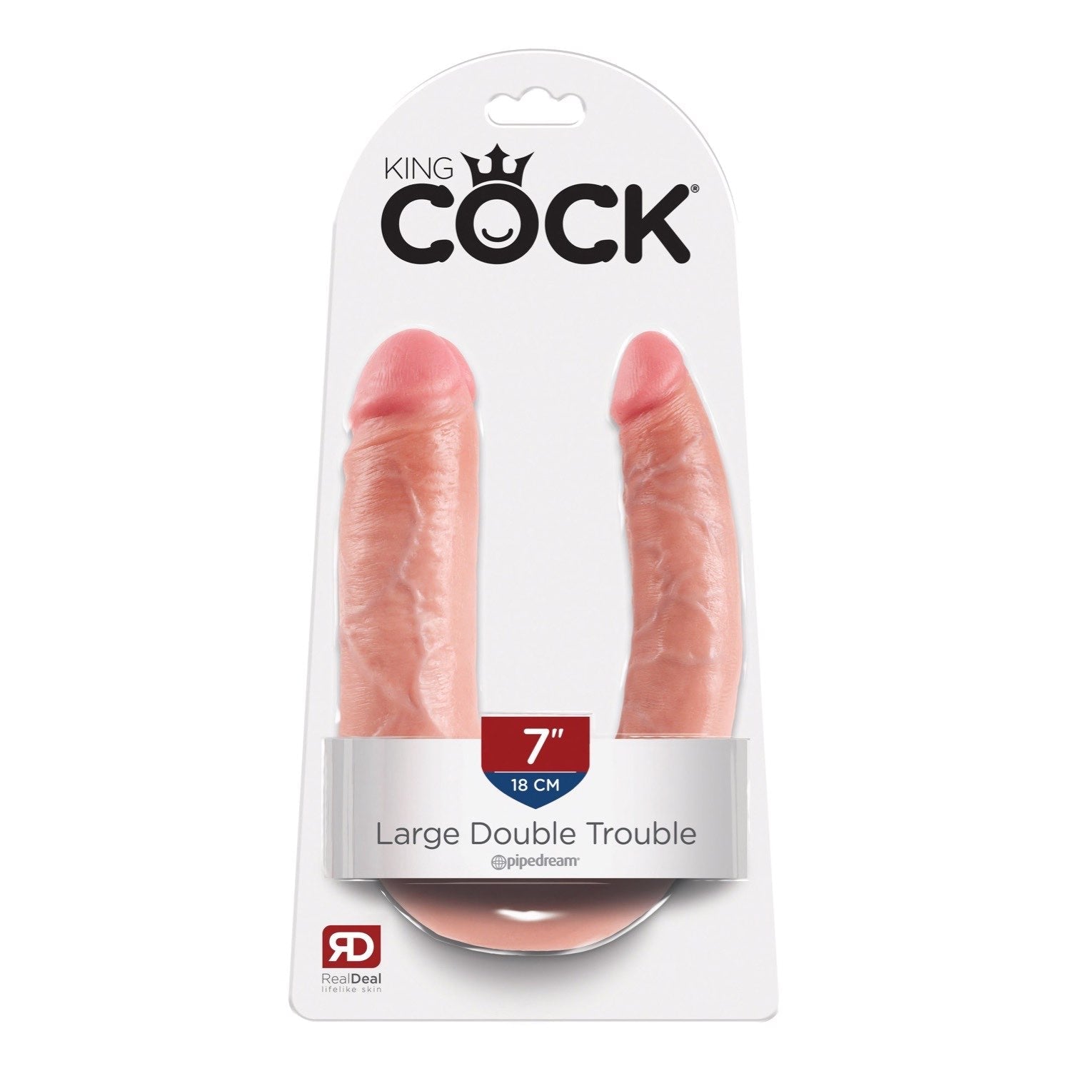 King Cock U-Shaped Large Double Trouble - Flesh Large Double Penetrator Dong by Pipedream