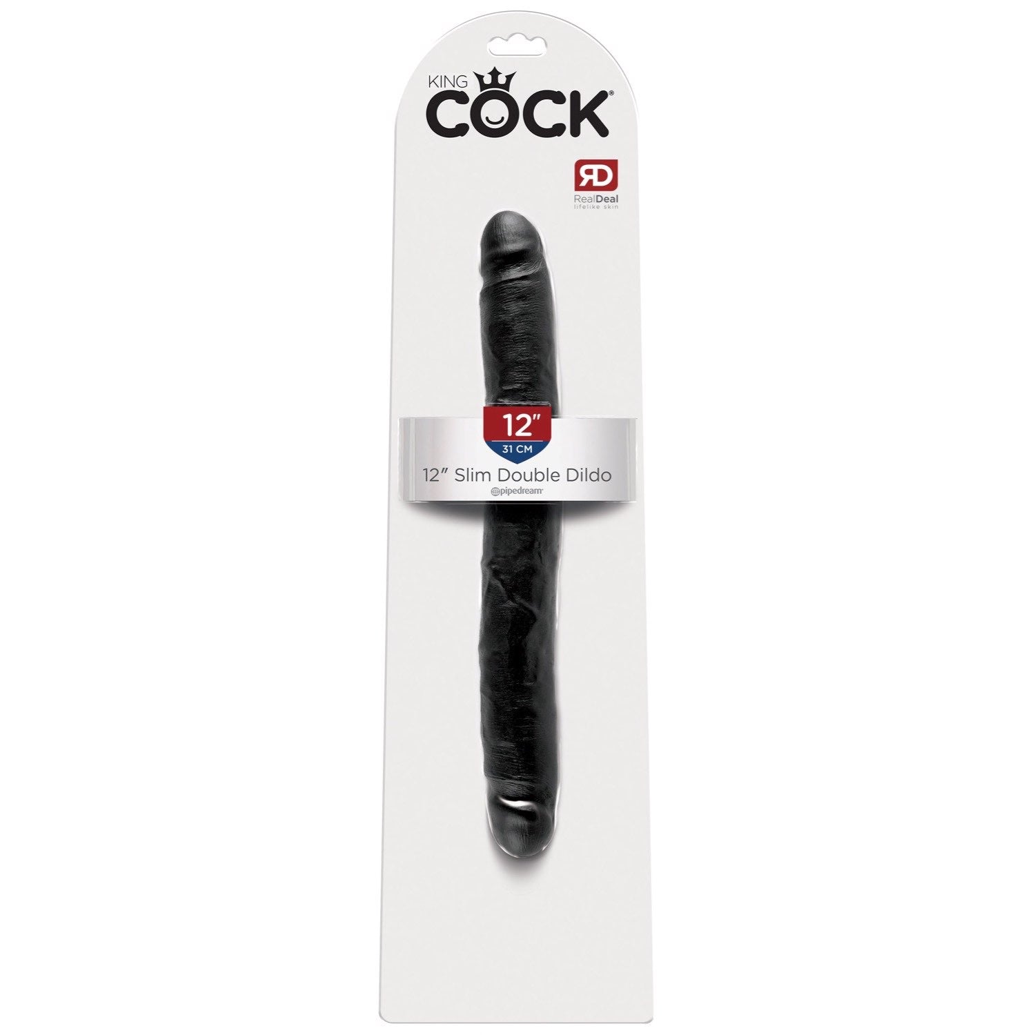King Cock 12&quot; Slim Double Dildo - Black 30 cm (12&quot;) Double Dong by Pipedream