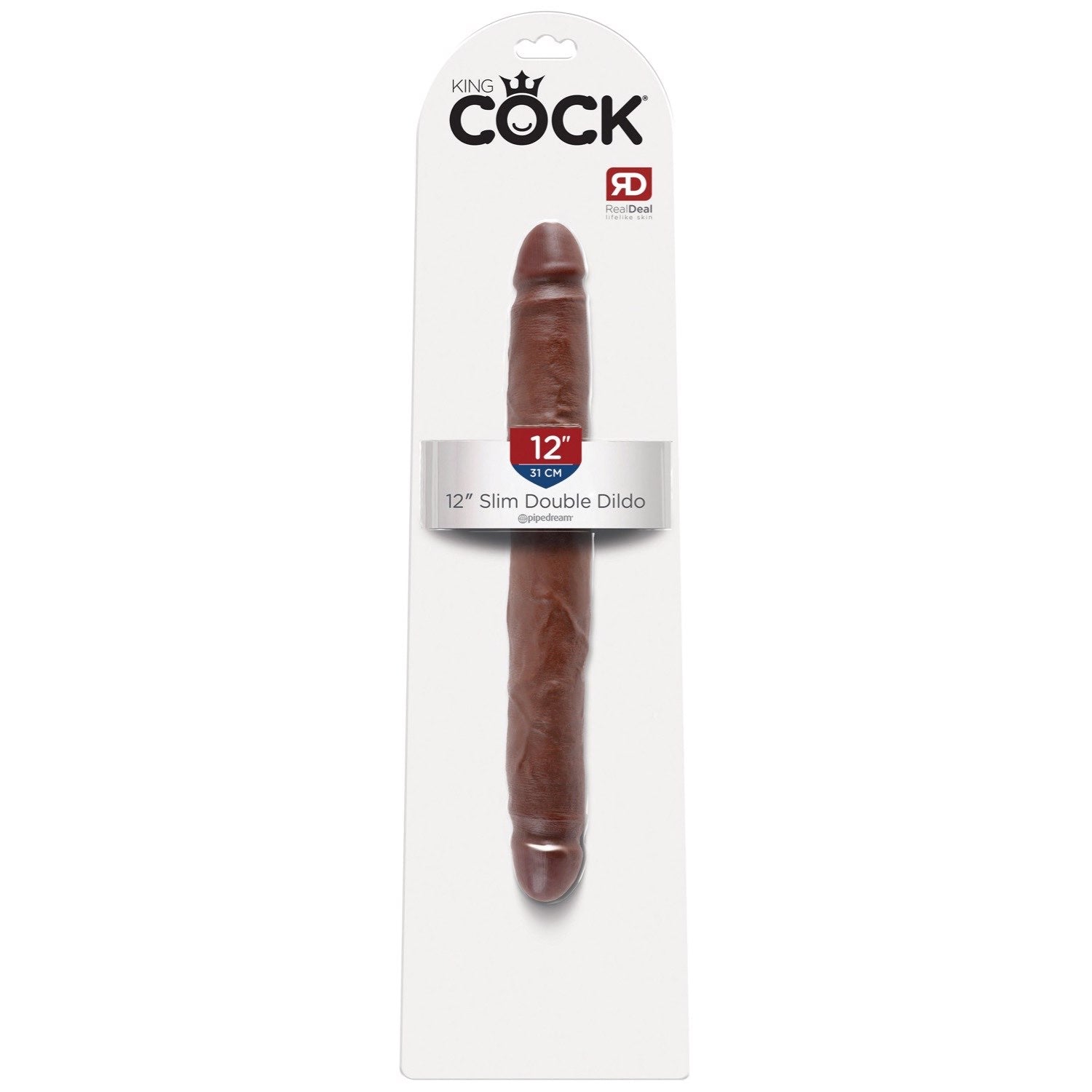King Cock 12&quot; Slim Double Dildo - Brown 30 cm (12&quot;) Double Dong by Pipedream