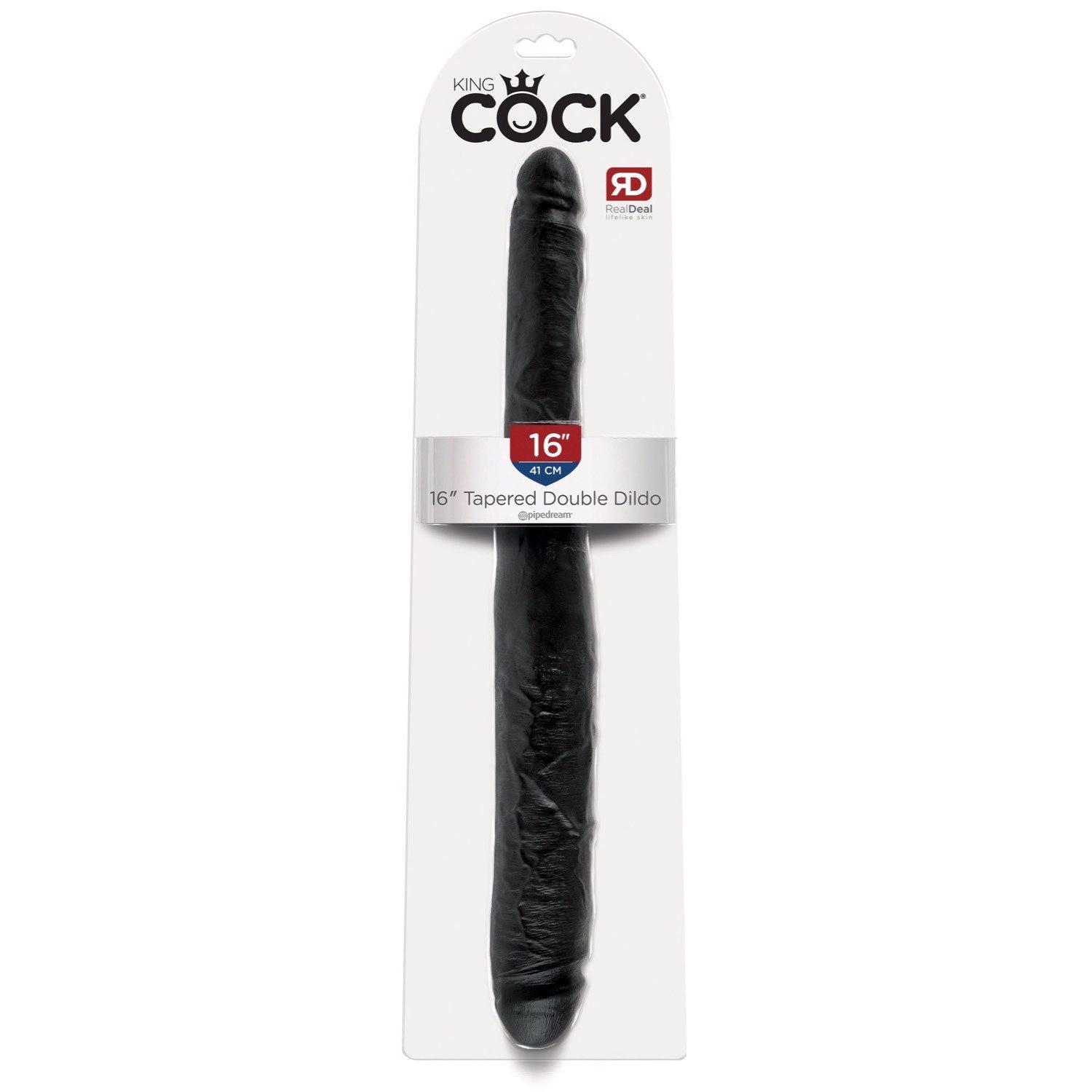 King Cock 16&quot; Tapered Double Dildo - Black 40.6 cm (16&quot;) Double Dong by Pipedream