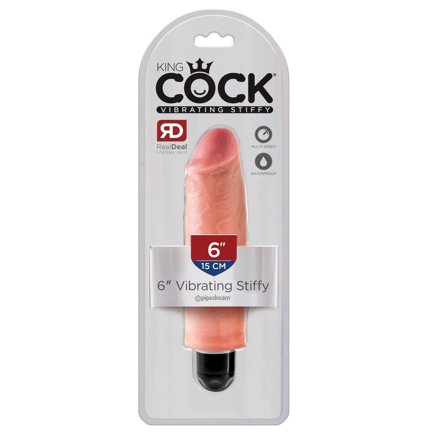 King Cock 6&quot; Vibrating Stiffy - Flesh 15.2 cm Vibrating Dong by Pipedream
