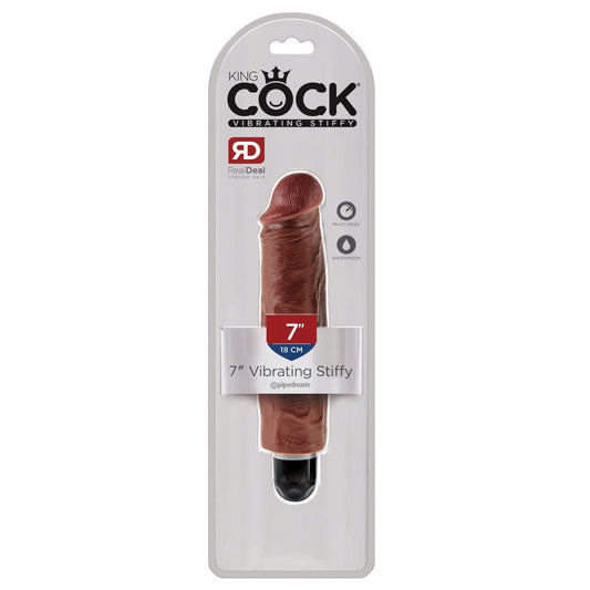 Pipedream King Cock 7&quot; Vibrating Stiffy - Brown 17.8 cm Vibrating Dong