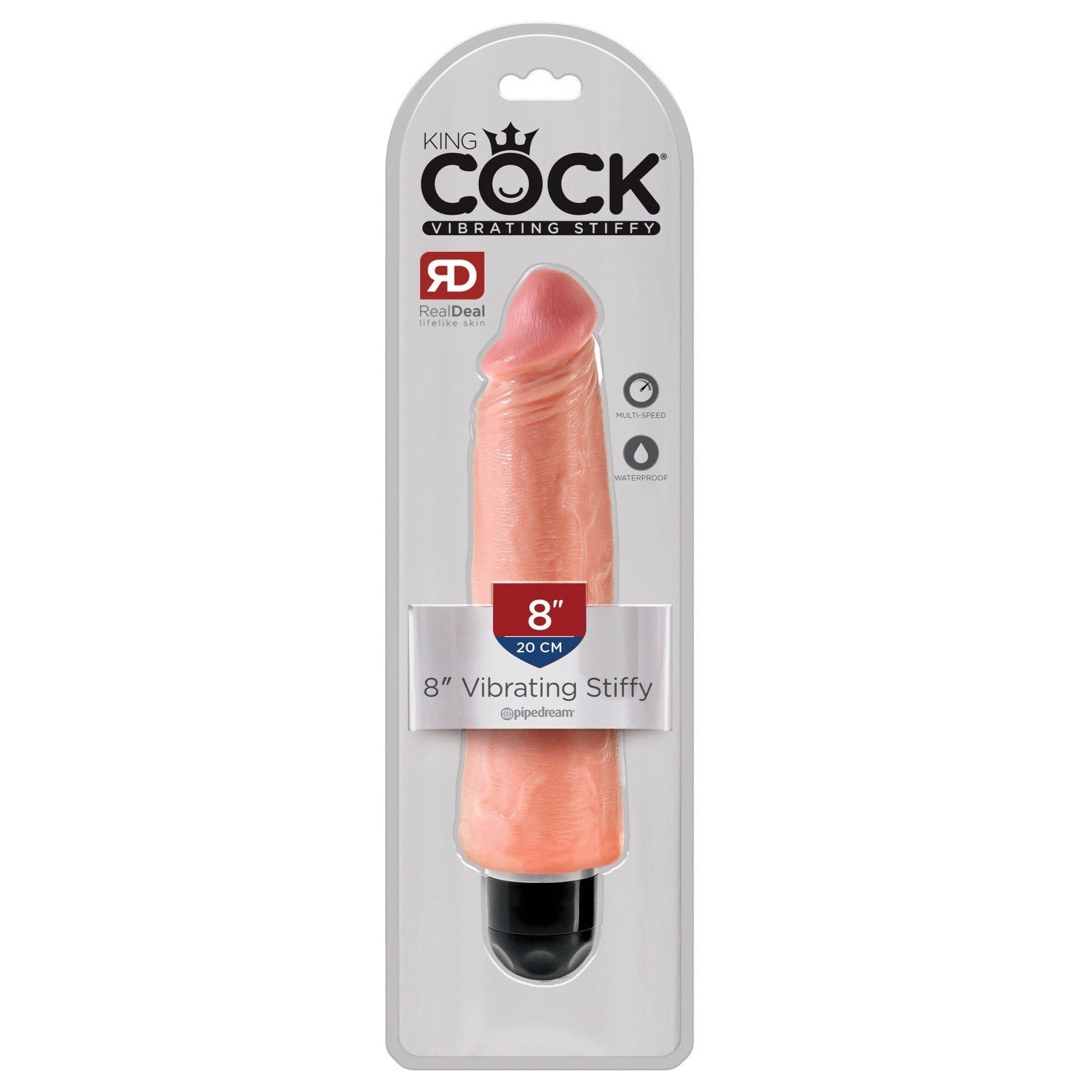 King Cock 8&quot; Vibrating Stiffy - Flesh 20.3 cm Vibrating Dong by Pipedream