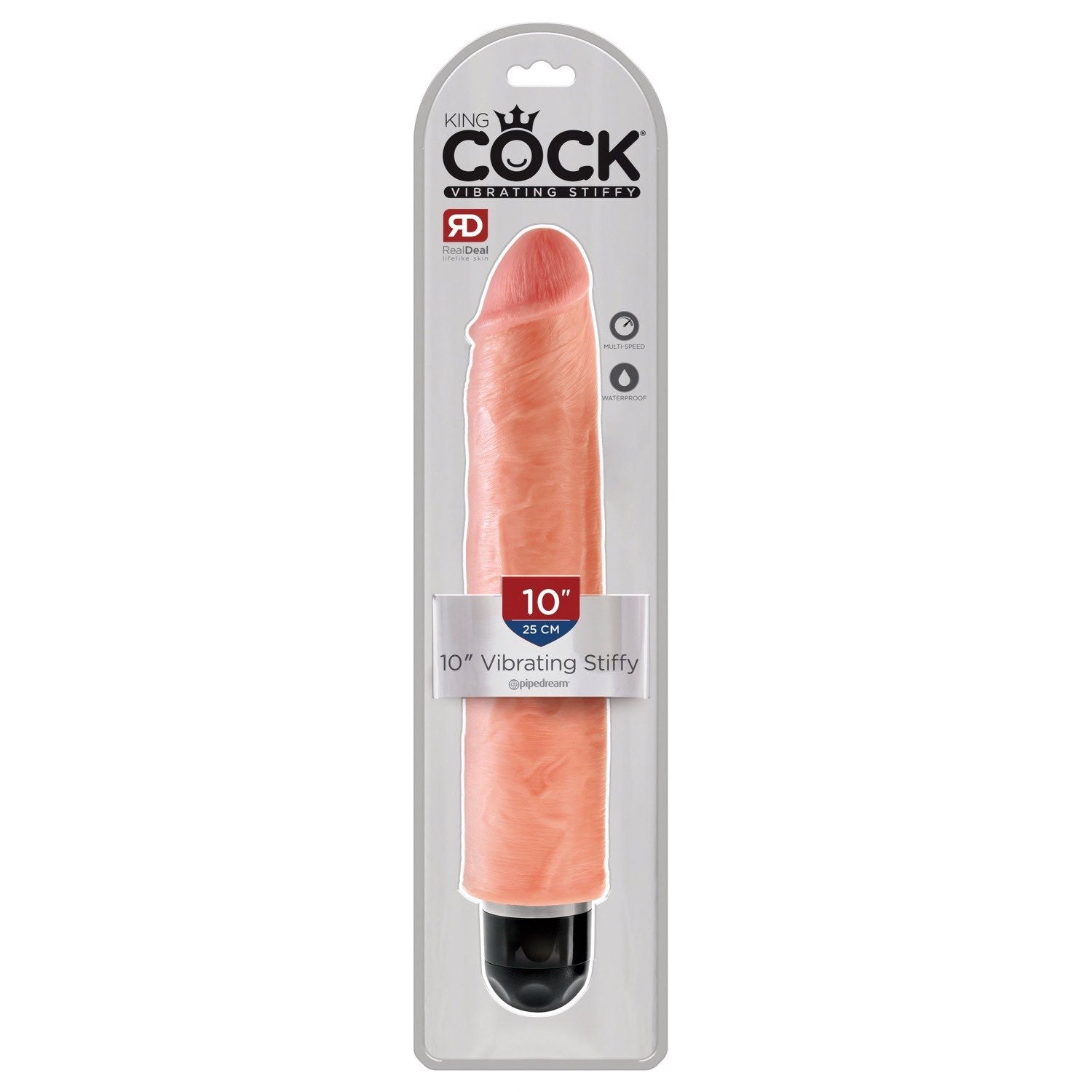 King Cock 10&quot; Vibrating Stiffy - Flesh 25.4 cm Vibrating Dong by Pipedream