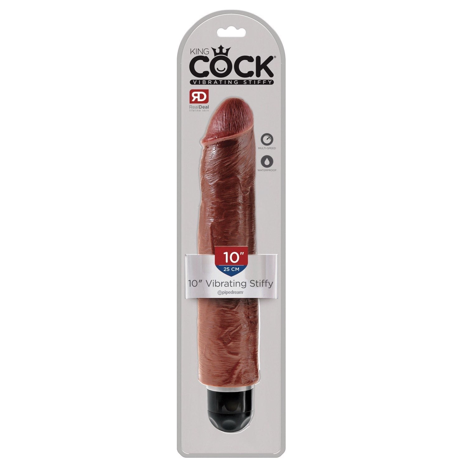 King Cock 10&quot; Vibrating Stiffy - Brown 25.4 cm Vibrating Dong by Pipedream