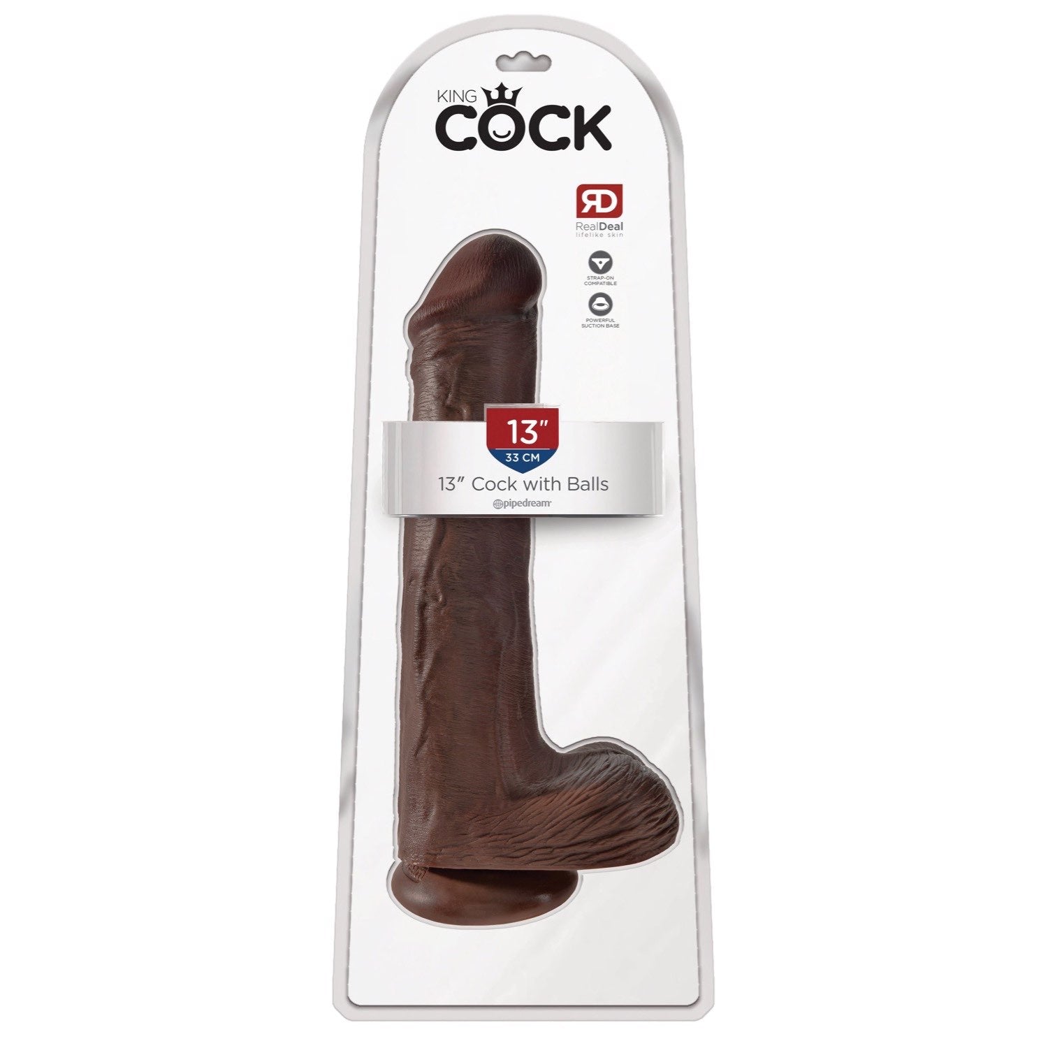 King Cock 13IN Cock with Balls - Brown by Pipedream