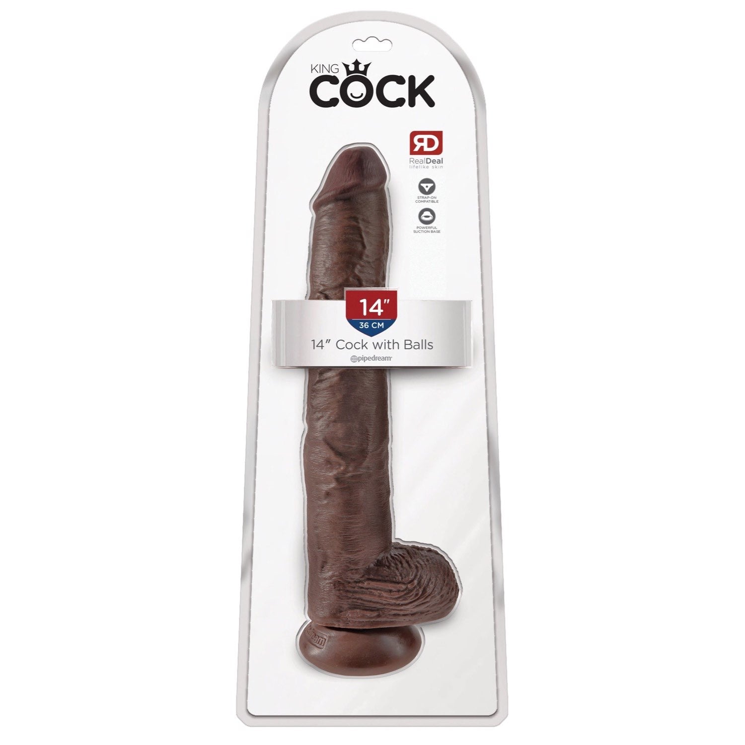 King Cock 14IN Cock with Balls - Brown by Pipedream