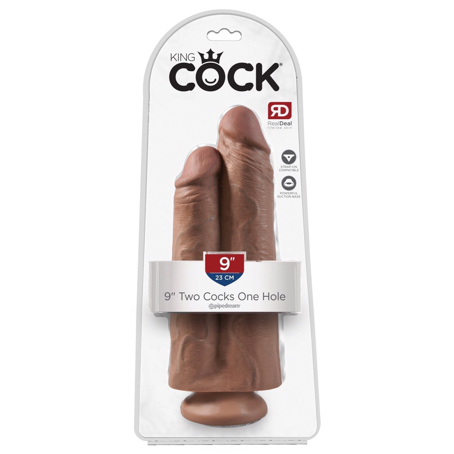 King Cock 9In 2 Cocks 1 Hole - Tan by Pipedream