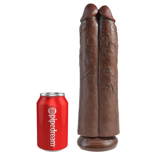 Pipedream King Cock 11In 2 Cocks 1 Hole - Brown