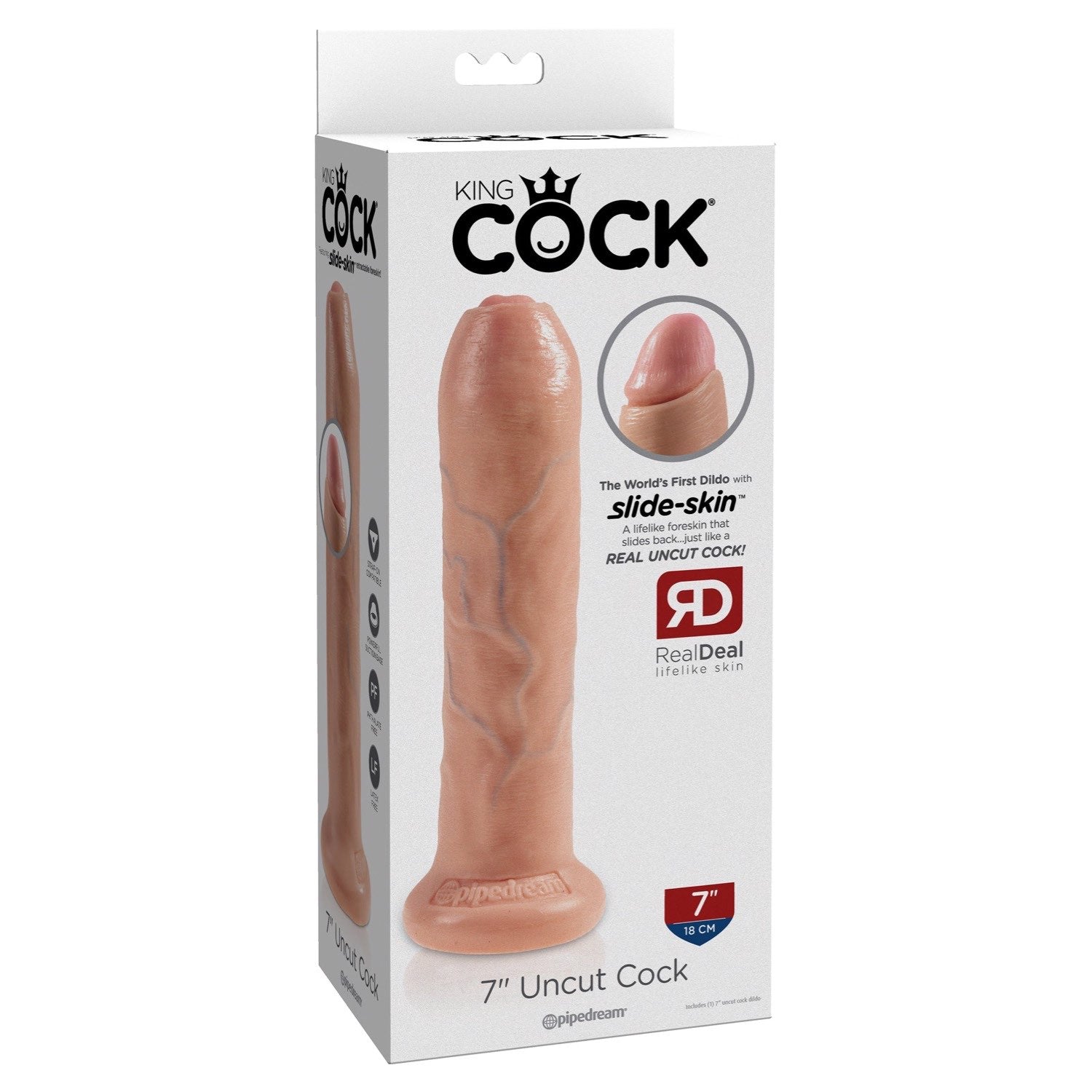 King Cock 7&quot; Uncut - Flesh 17.8 cm Dong by Pipedream