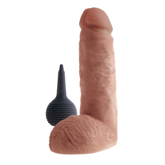 Pipedream King Cock 8&quot; Squirting Cock with Balls - Tan 20.3 cm (8&quot;) Squirting Dong
