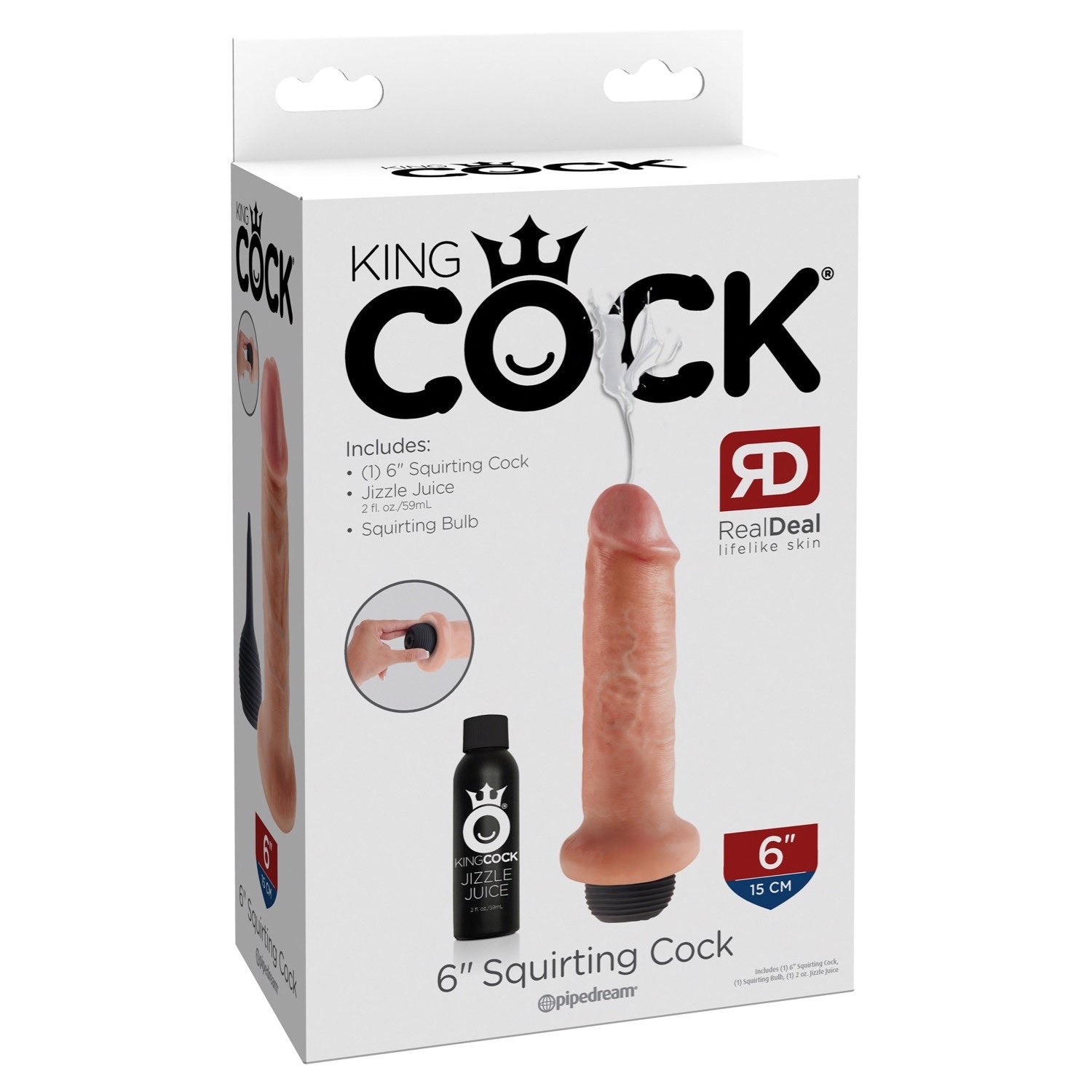 King Cock 6&quot; Squirting Cock - Flesh 15.2 cm Squirting Dong by Pipedream