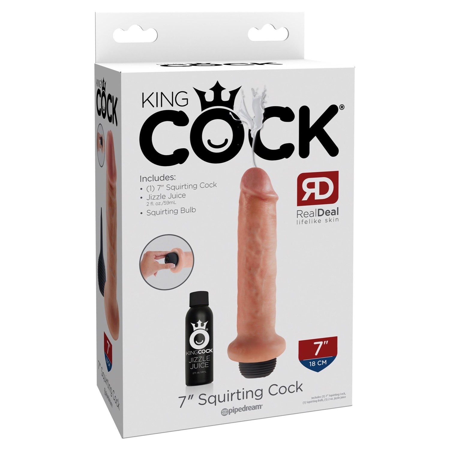 King Cock 7&quot; Squirting Cock - Flesh 17.8 cm Squirting Dong by Pipedream