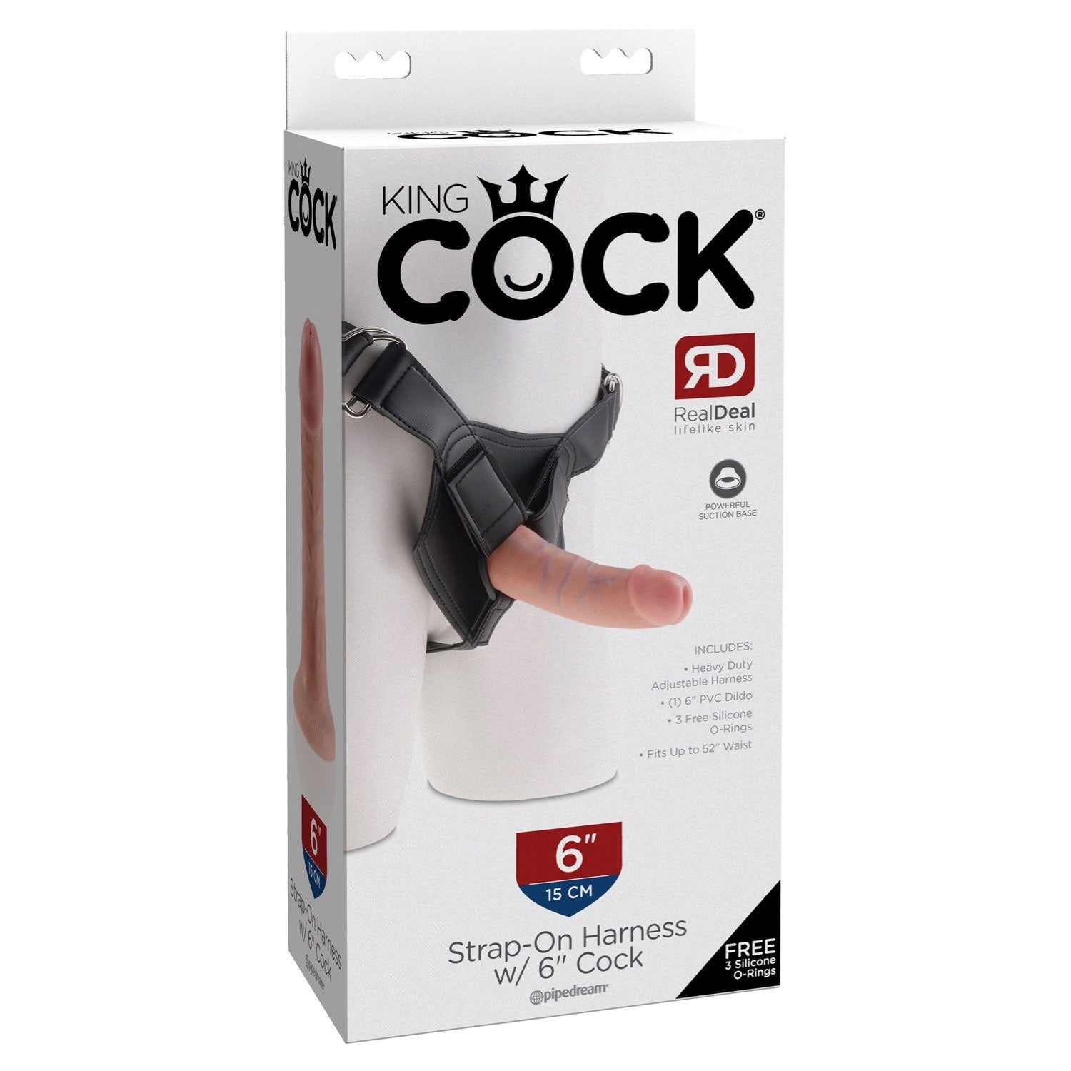 King Cock Strap-On Harness With 6&quot; Dong - Flesh 15.2 cm (6&quot;) Strap-On by Pipedream