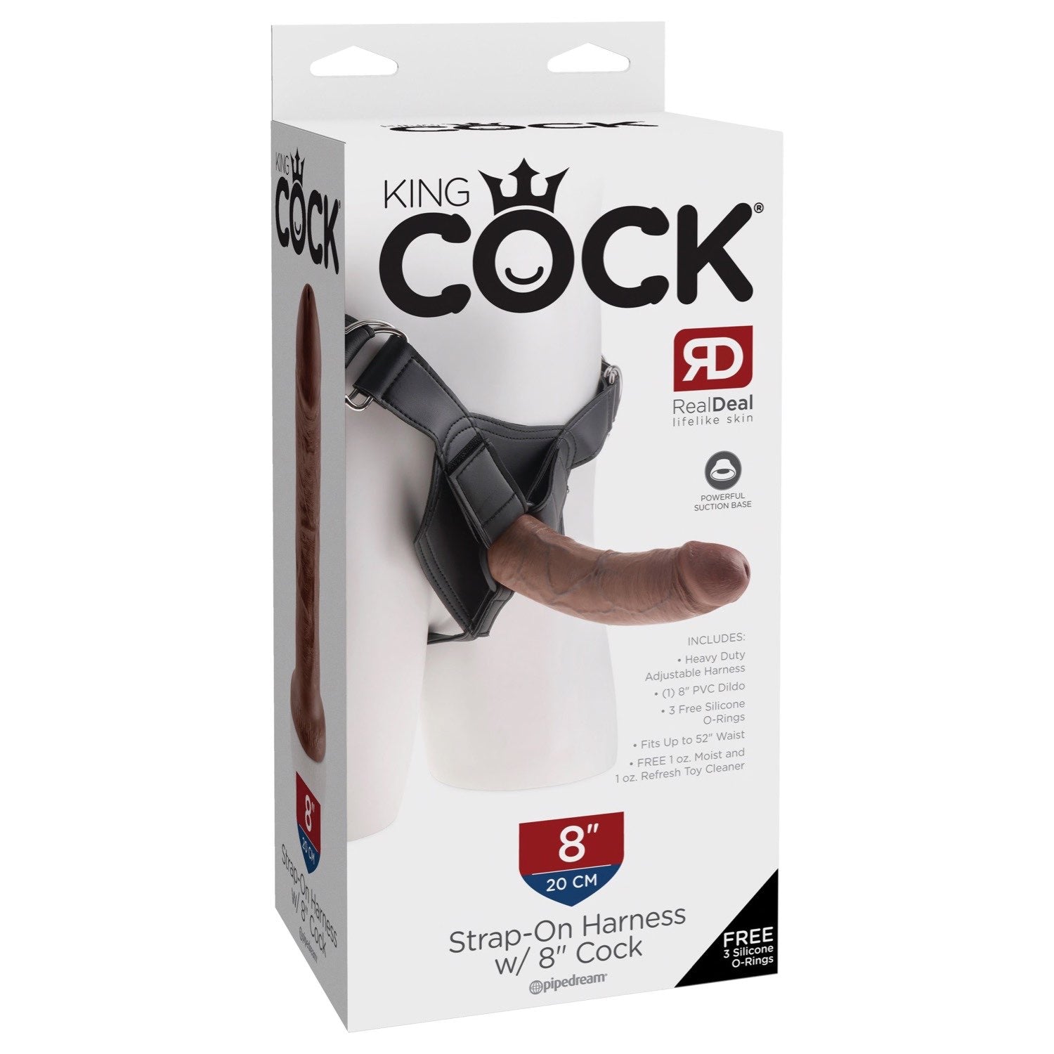 King Cock Strap-on Harness With 8&quot; Dong - Brown 20.3 cm (8&quot;) Strap-On by Pipedream