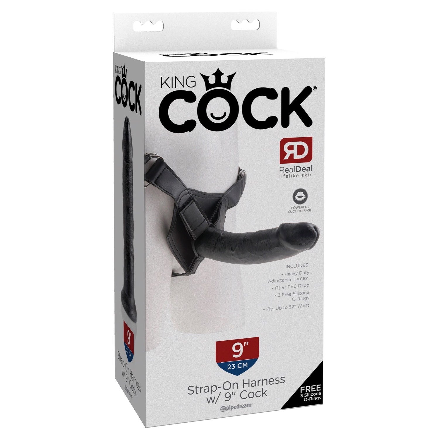 King Cock Strap-on Harness With 9&quot; Cock - Black 22.9 cm (9&quot;) Strap-On by Pipedream