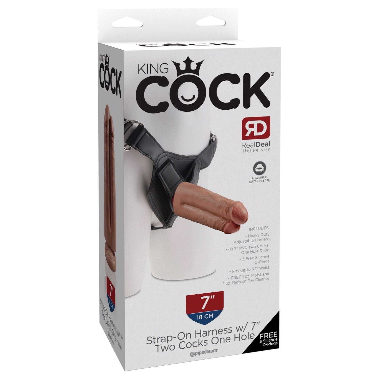 King Cock KC Strap-On Harness w/7In 2 Cocks 1 Hole by Pipedream