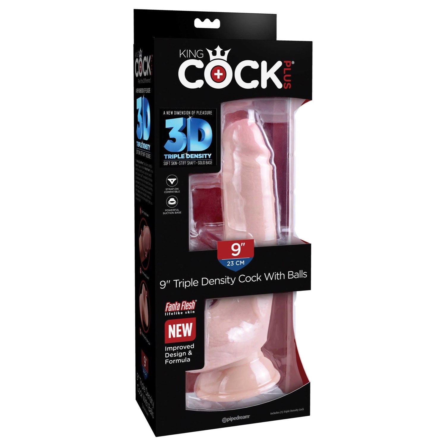 King Cock Plus 9&quot; Triple Density Cock with Balls - Flesh 22.9 cm Dong by Pipedream