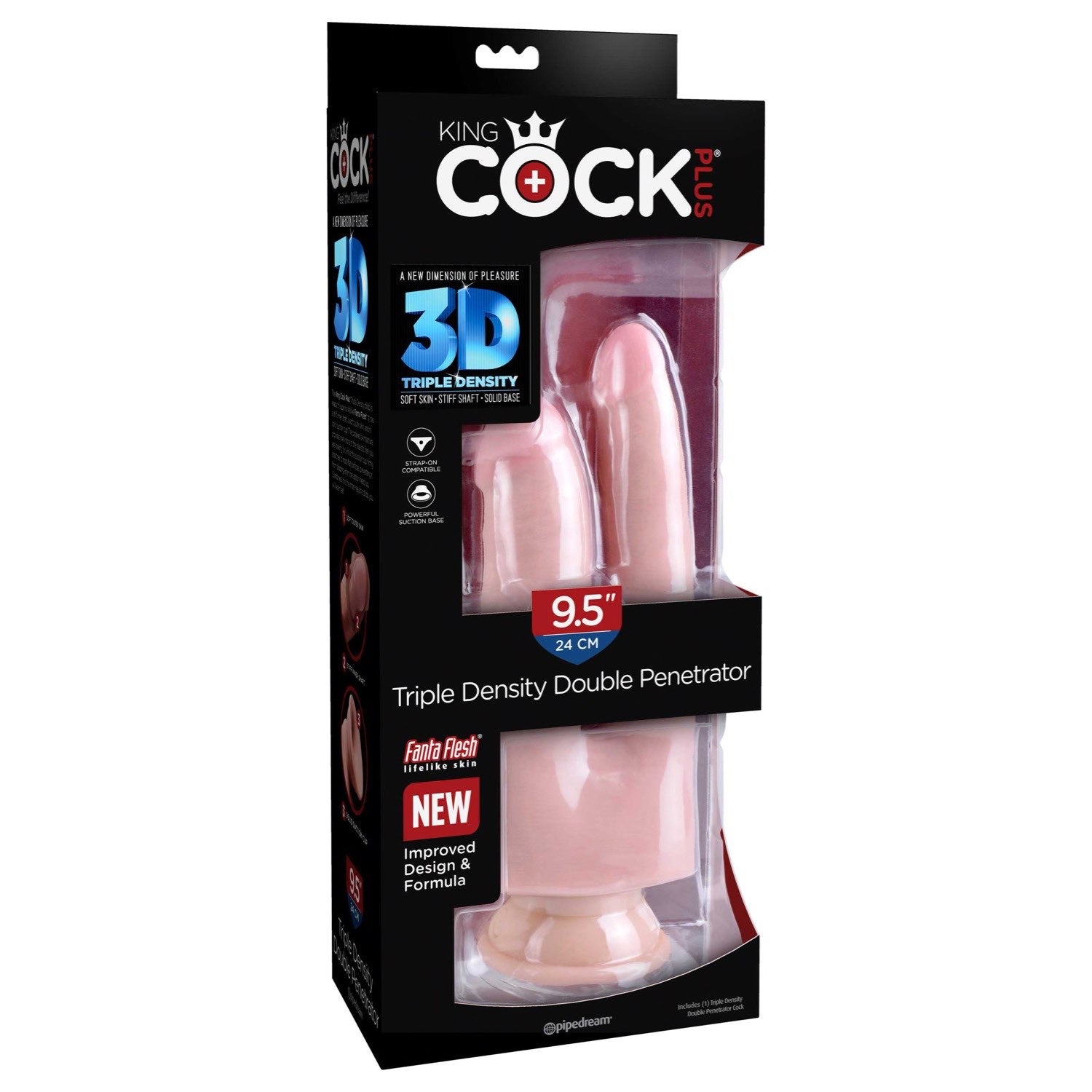 King Cock Plus 9.5&quot; Triple Density Double Penetrator - Flesh 24 cm Double Penetrator Dong by Pipedream