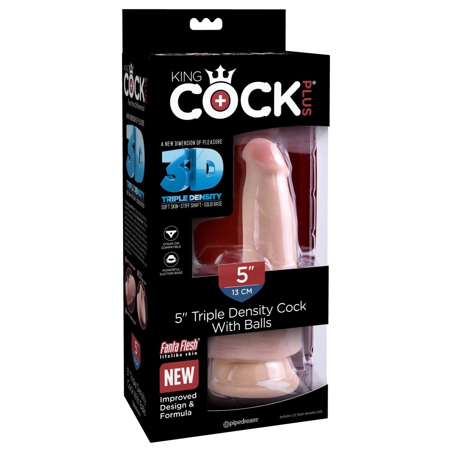 King Cock Plus 5&quot; Triple Density Cock with Balls - Flesh 12.7 Dong by Pipedream