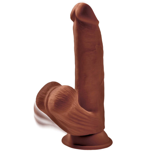 Pipedream King Cock Plus 8&quot; 3D Cock with Swinging Balls - Brown 20.3 cm Dong