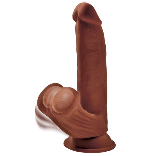 Pipedream King Cock Plus 8&quot; 3D Cock with Swinging Balls - Brown 20.3 cm Dong