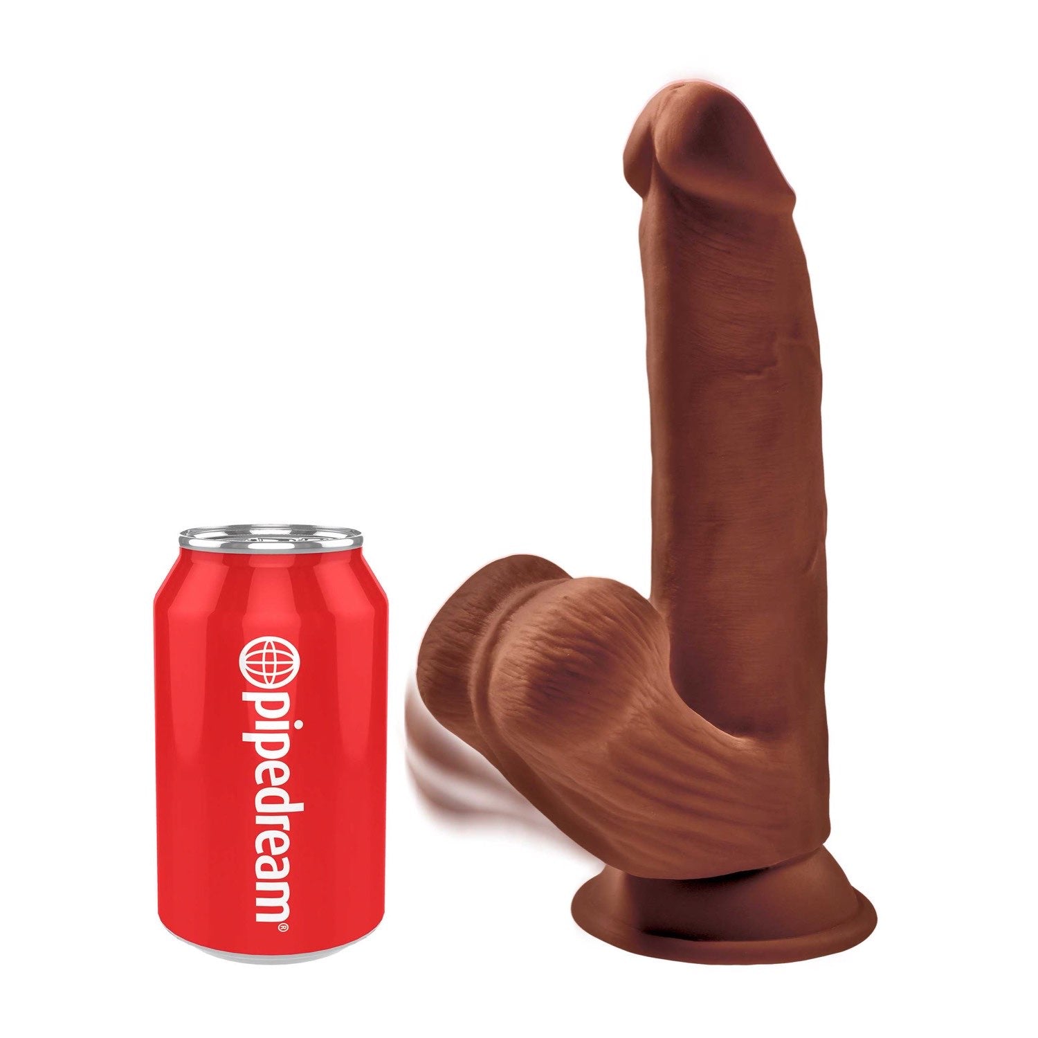 King Cock Plus 8&quot; 3D Cock with Swinging Balls - Brown 20.3 cm Dong by Pipedream