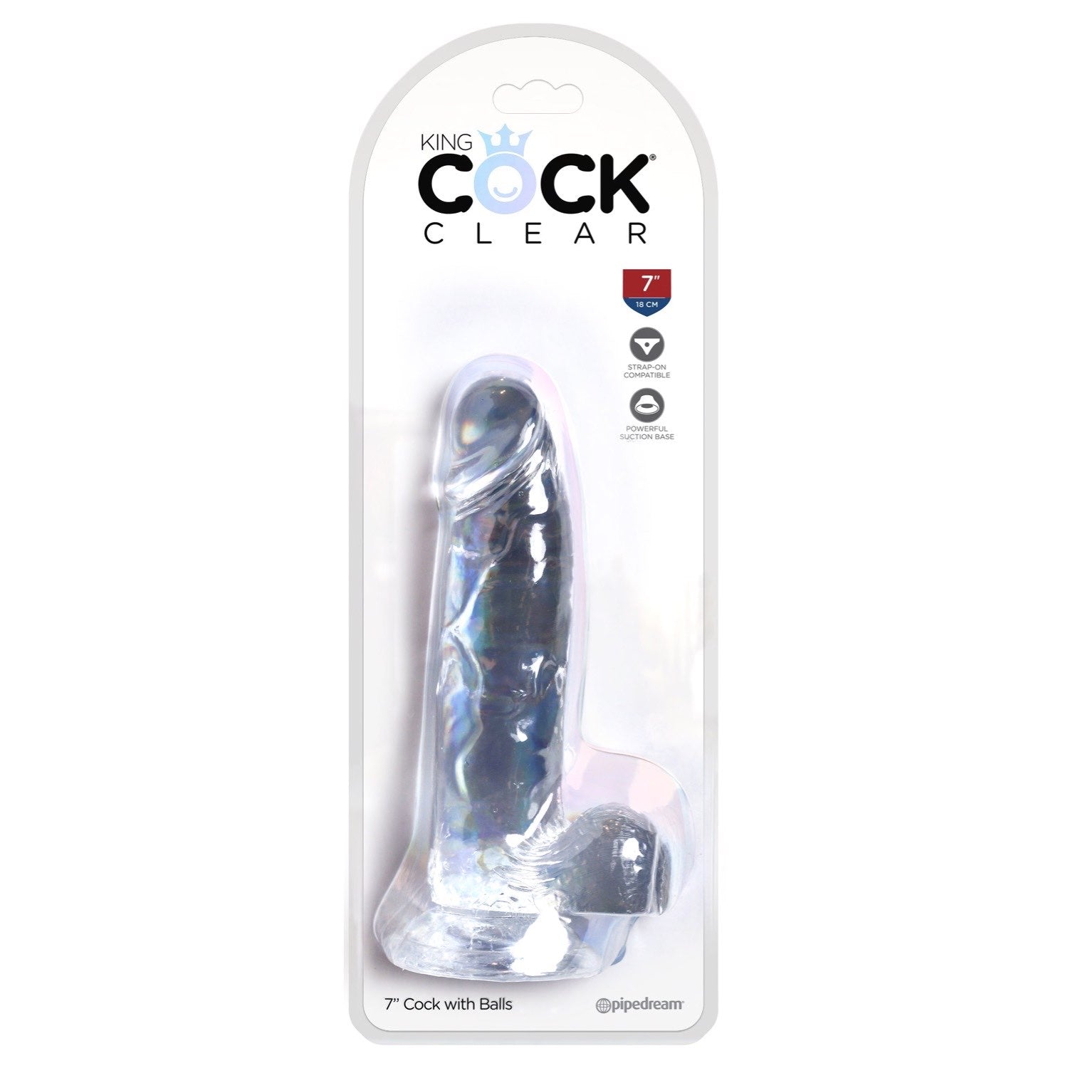 King Cock Clear 7&quot; Cock with Balls - Clear 17.8 cm Dong by Pipedream