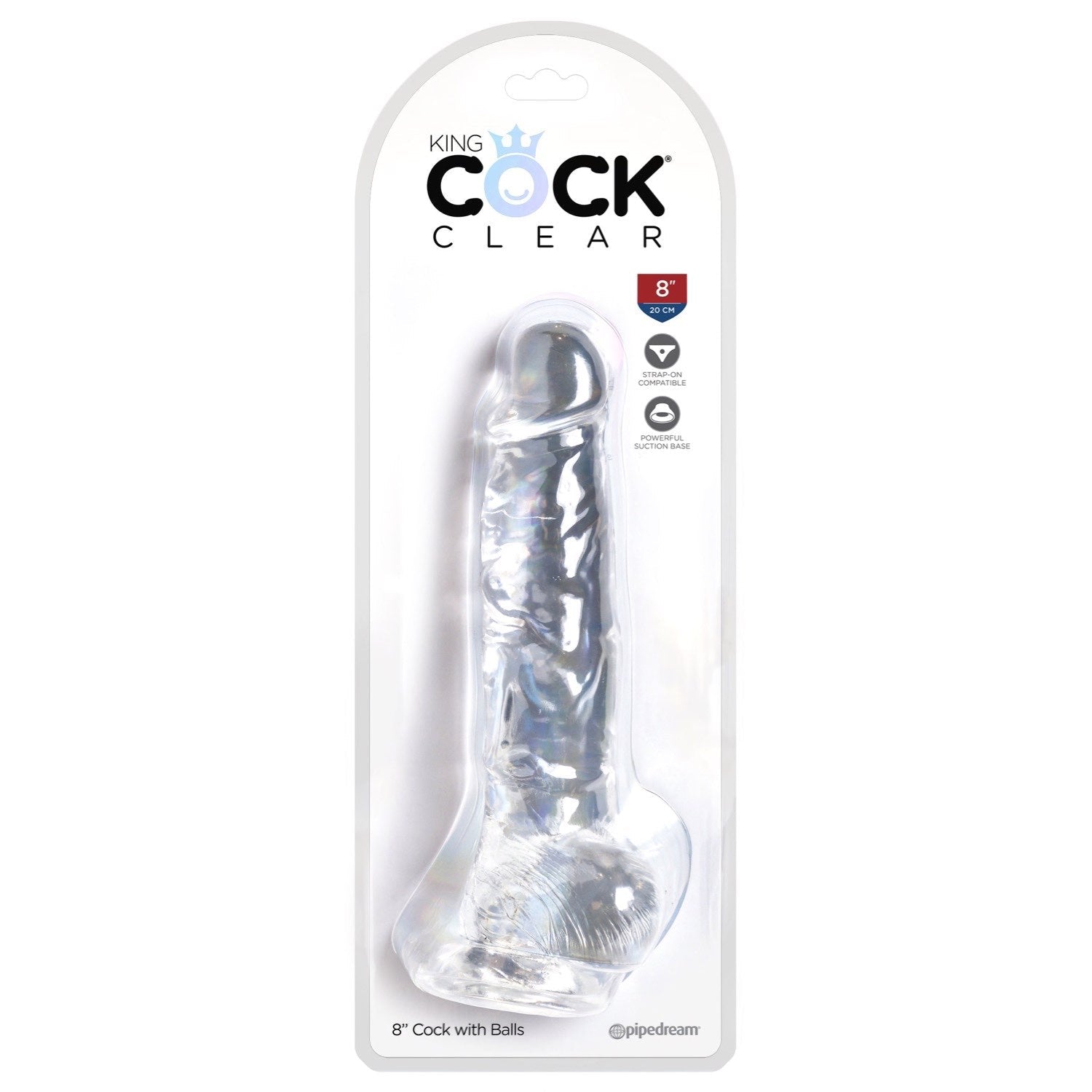 King Cock Clear 8&quot; Cock with Balls - Clear 20.3 cm Dong by Pipedream