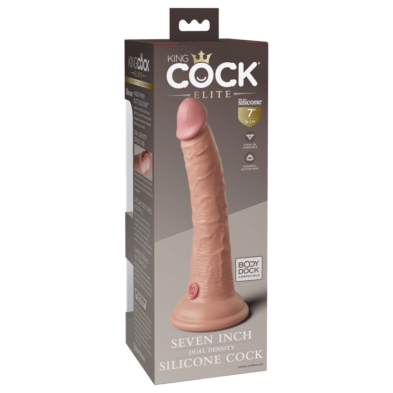 King Cock Elite 7&quot; Dual Density Cock - Flesh - Flesh 17.8 cm Dong by Pipedream