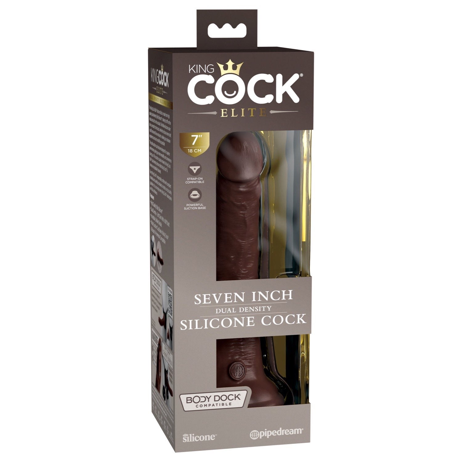 King Cock Elite 7&quot; Dual Density Cock - Brown - Brown 17.8 cm Dong by Pipedream