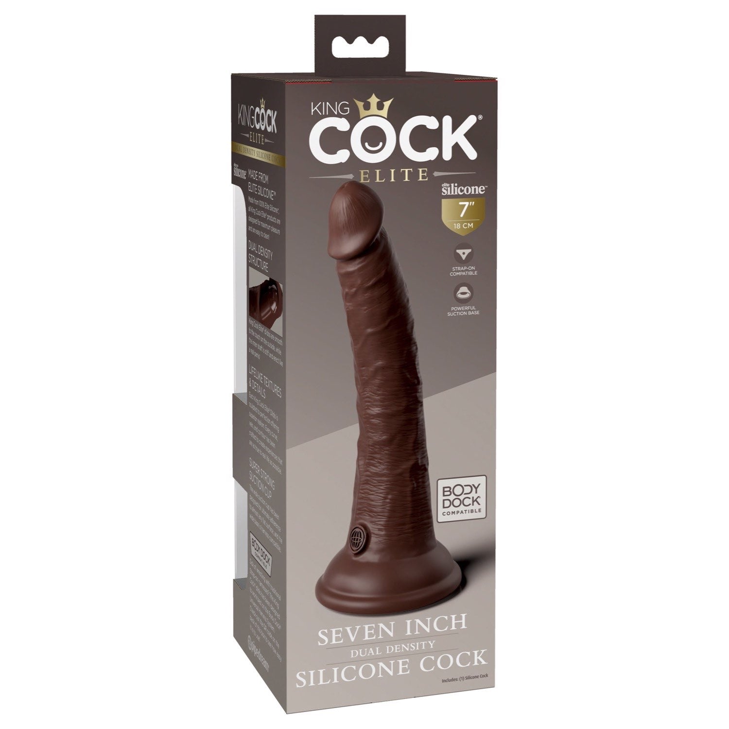 King Cock Elite 7&quot; Dual Density Cock - Brown - Brown 17.8 cm Dong by Pipedream