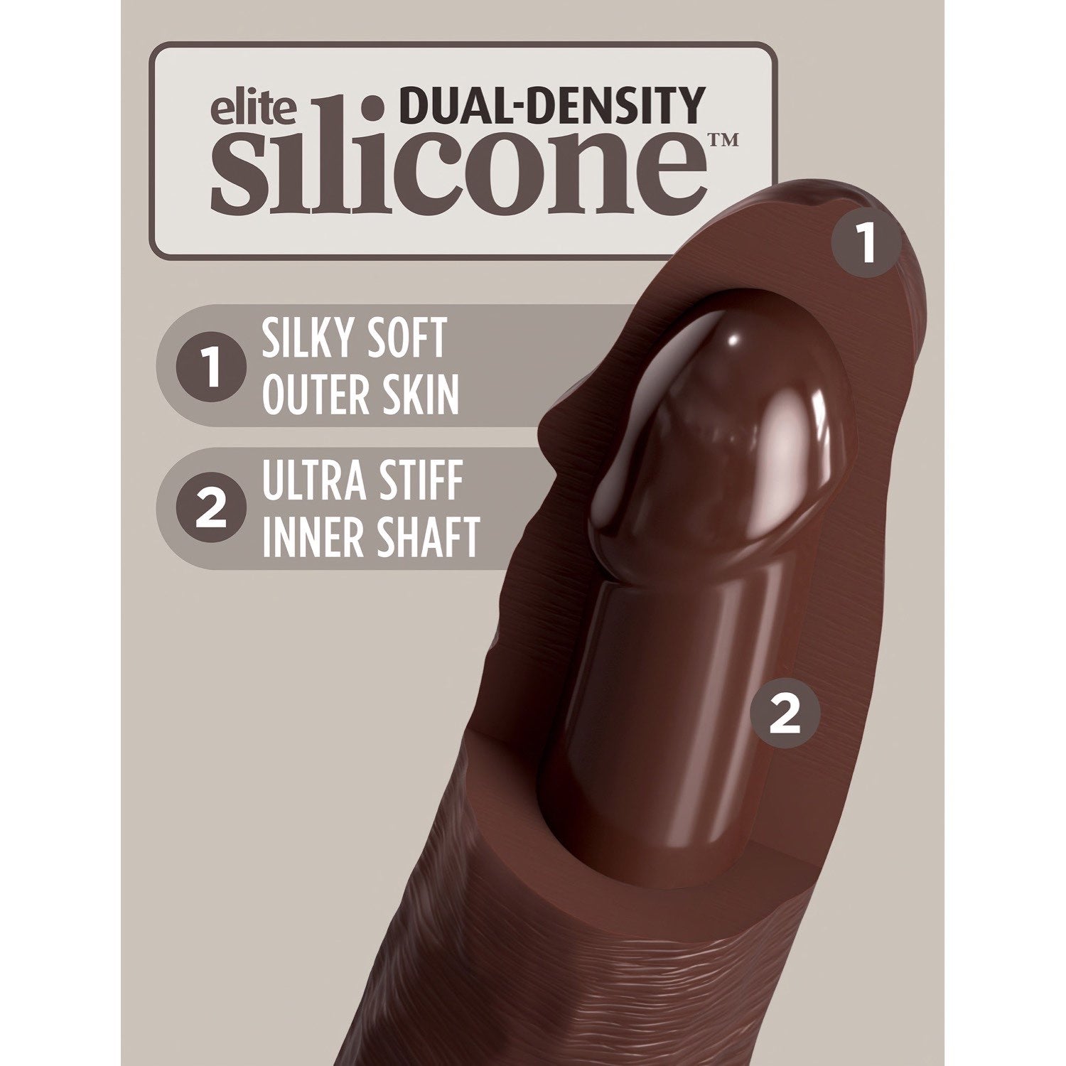 King Cock Elite 7&quot; Dual Density Cock - Brown - Brown 17.8 cm Dong by Pipedream