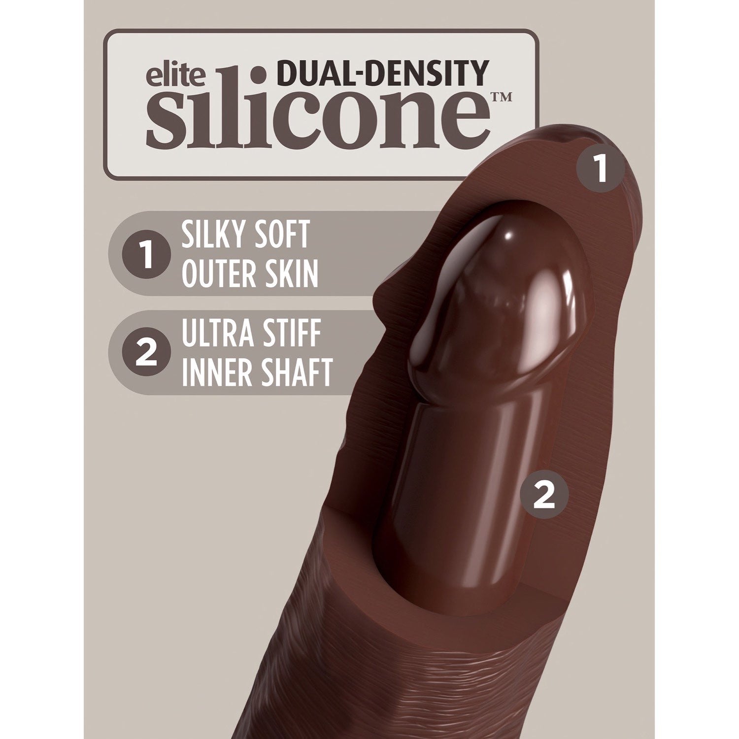 King Cock Elite 8&quot; Dual Density Cock - Brown - Brown 20.3 cm Dong by Pipedream