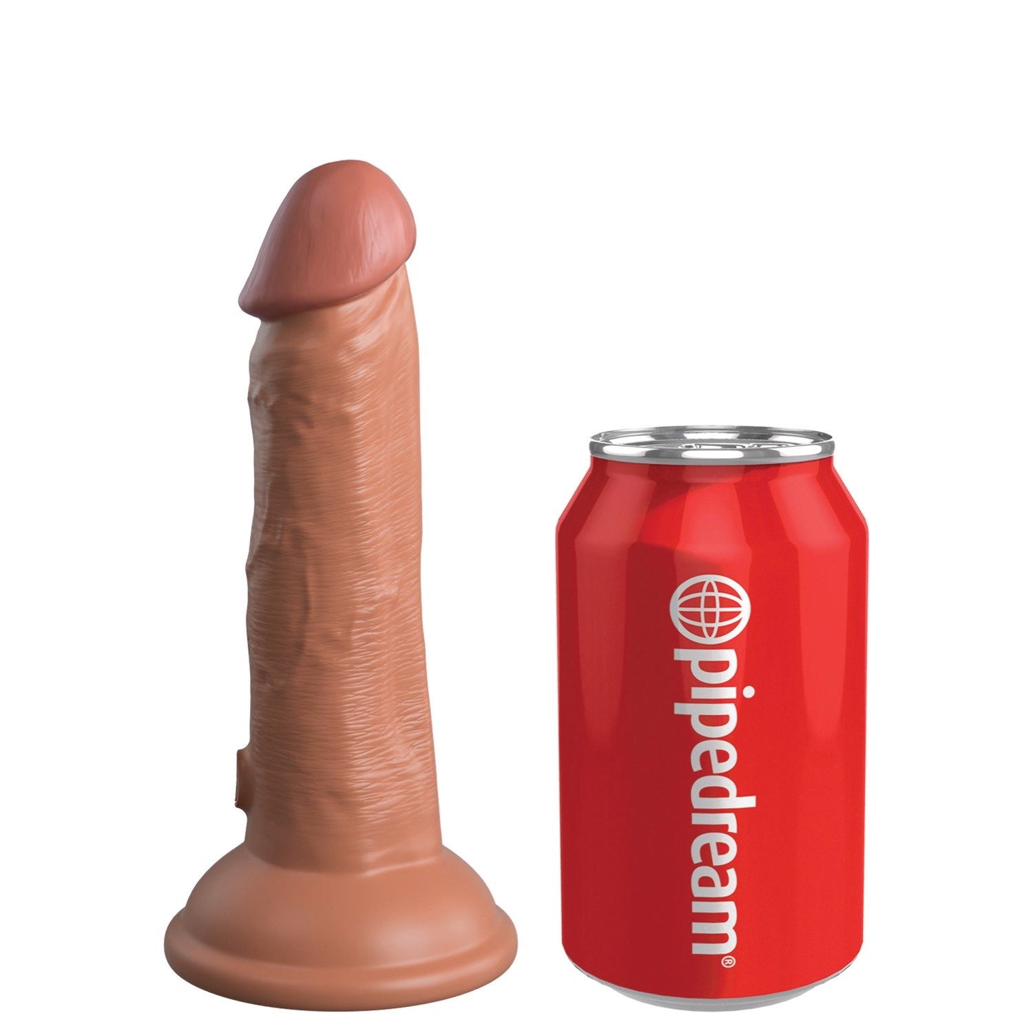 King Cock Elite 6&quot; Vibrating Dual Density Cock - Tan - Tan 15.2 cm USB Rechargeable Vibrating Dong by Pipedream
