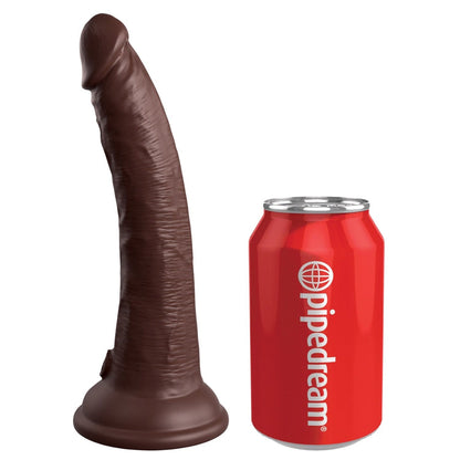 Elite 7" Vibrating Dual Density Cock with Remote - Tan 17.8 cm USB Rechargeable Vibrating Dong