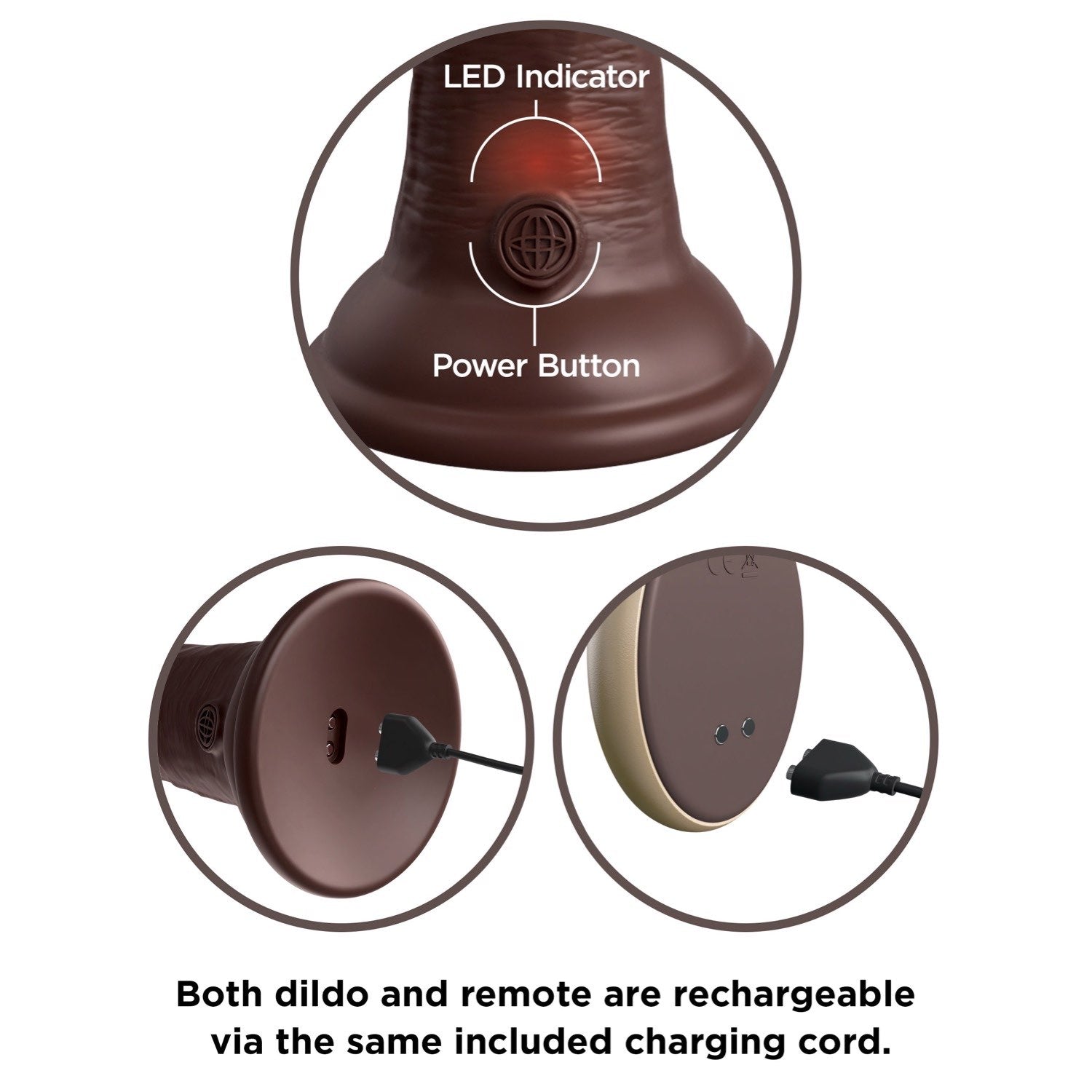 King Cock Elite 7&quot; Vibrating Dual Density Cock with Remote - Tan 17.8 cm USB Rechargeable Vibrating Dong by Pipedream