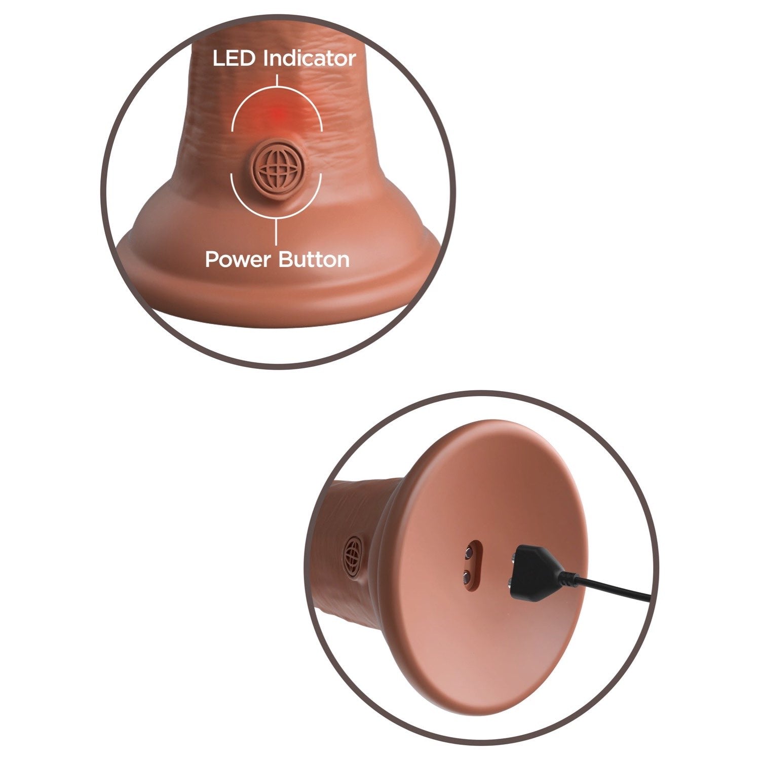 公鸡王 Elite 8 英寸振动双密度旋塞 - 棕褐色 - 棕褐色 20.3 厘米 USB 可充电振动棒 by Pipedream