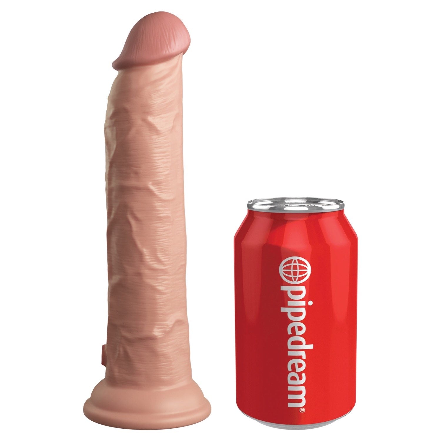 King Cock Elite 9&quot; Vibrating Dual Density Cock with Remote - Flesh 22.9 cm USB Rechargeable Vibrating Dong by Pipedream