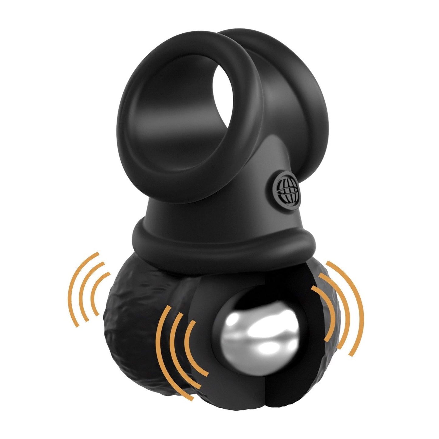 Elite The Crown Jewels Vibrating Silicone Balls - Black USB Rechargeable Vibrating Cock Ring