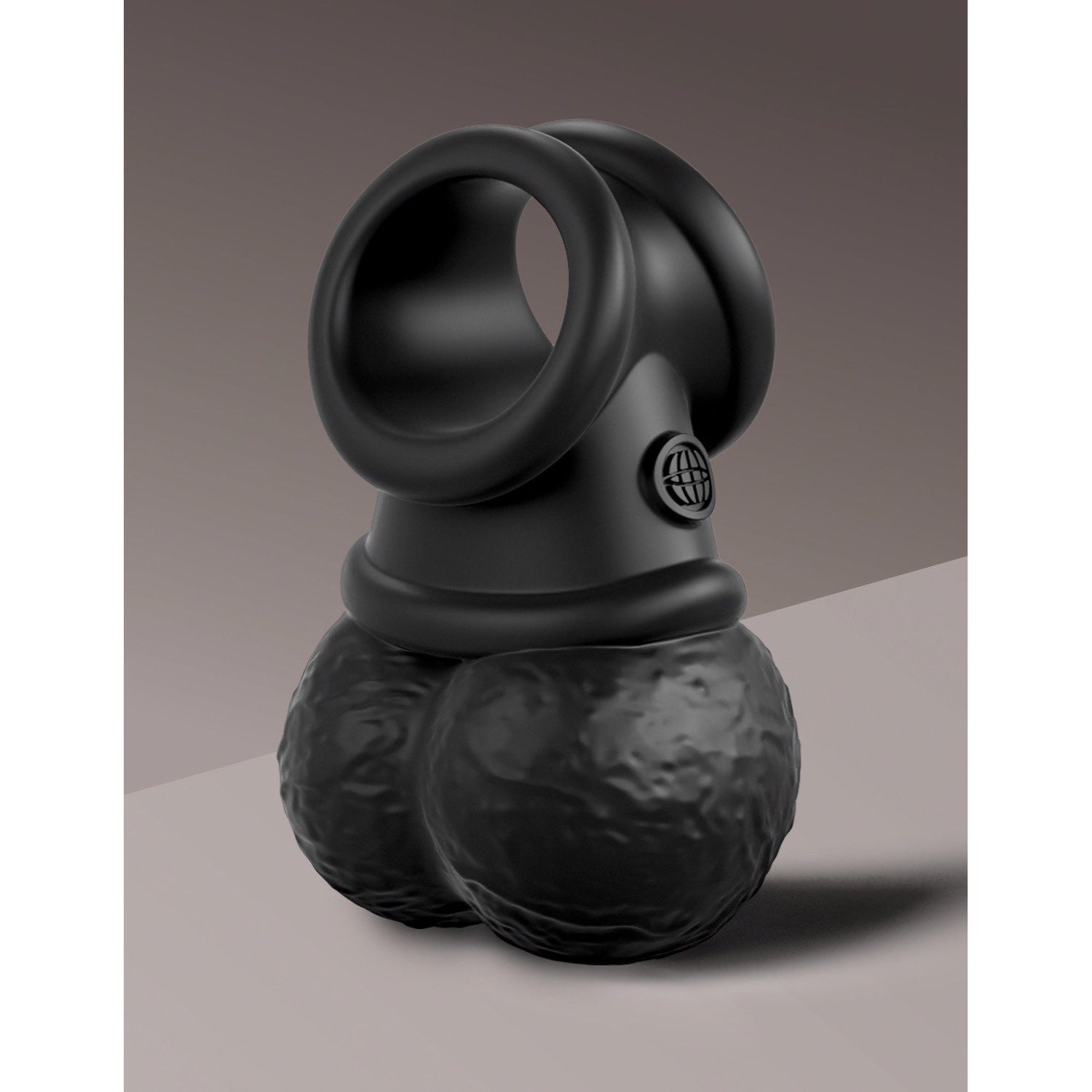 King Cock Elite The Crown Jewels Vibrating Silicone Balls - Black USB Rechargeable Vibrating Cock Ring by Pipedream