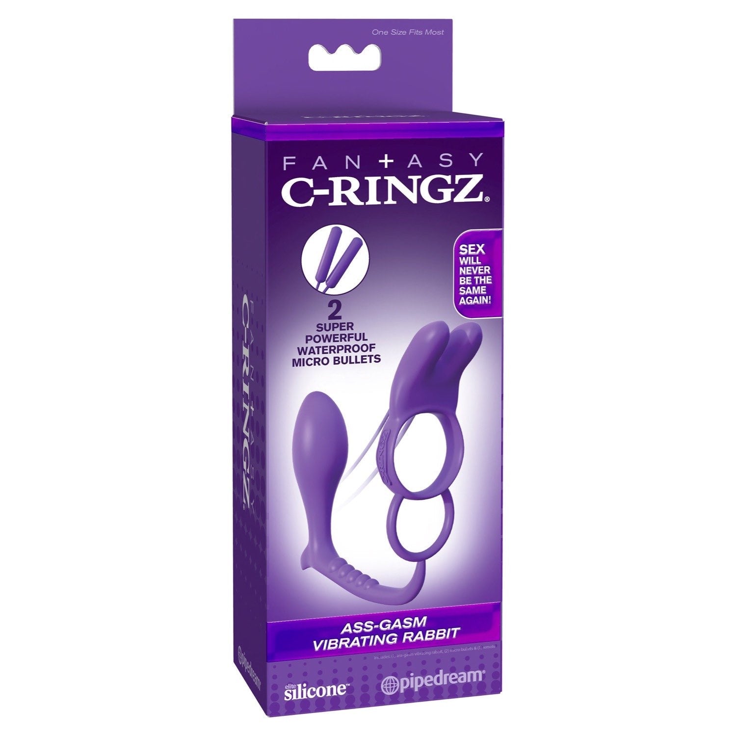 Fantasy C-Ringz Fantasy C-ringz Ass-gasm Vibrating Rabbit - Purple Vibrating Cock Ring with Anal Plug by Pipedream