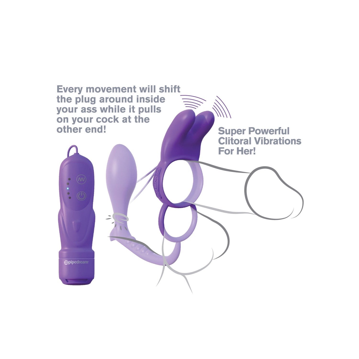 Fantasy C-Ringz Fantasy C-ringz Ass-gasm Vibrating Rabbit - Purple Vibrating Cock Ring with Anal Plug by Pipedream