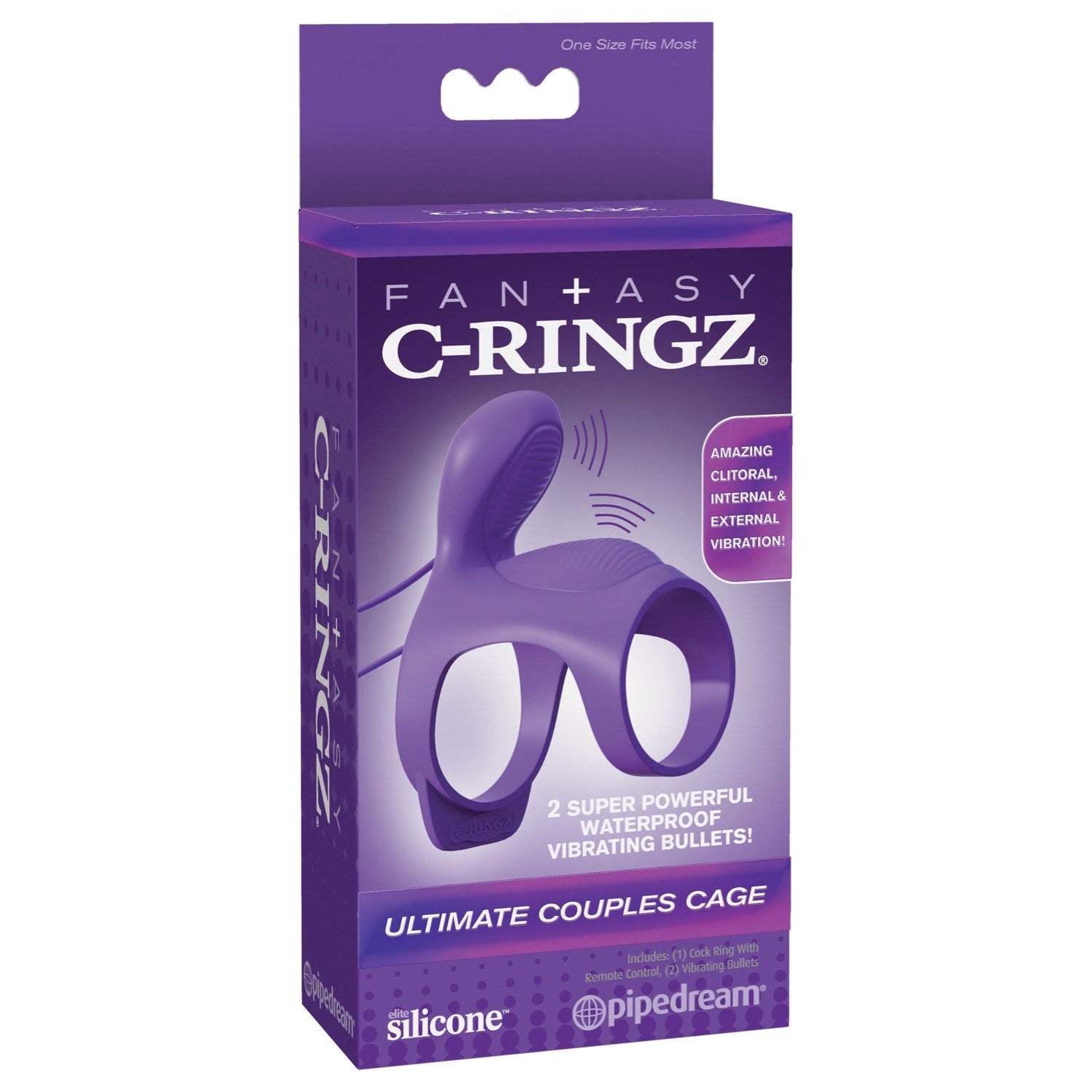 Fantasy C-Ringz Fantasy C-ringz Ultimate Couples Cage - Purple Dual Vibrating Penis Cage by Pipedream