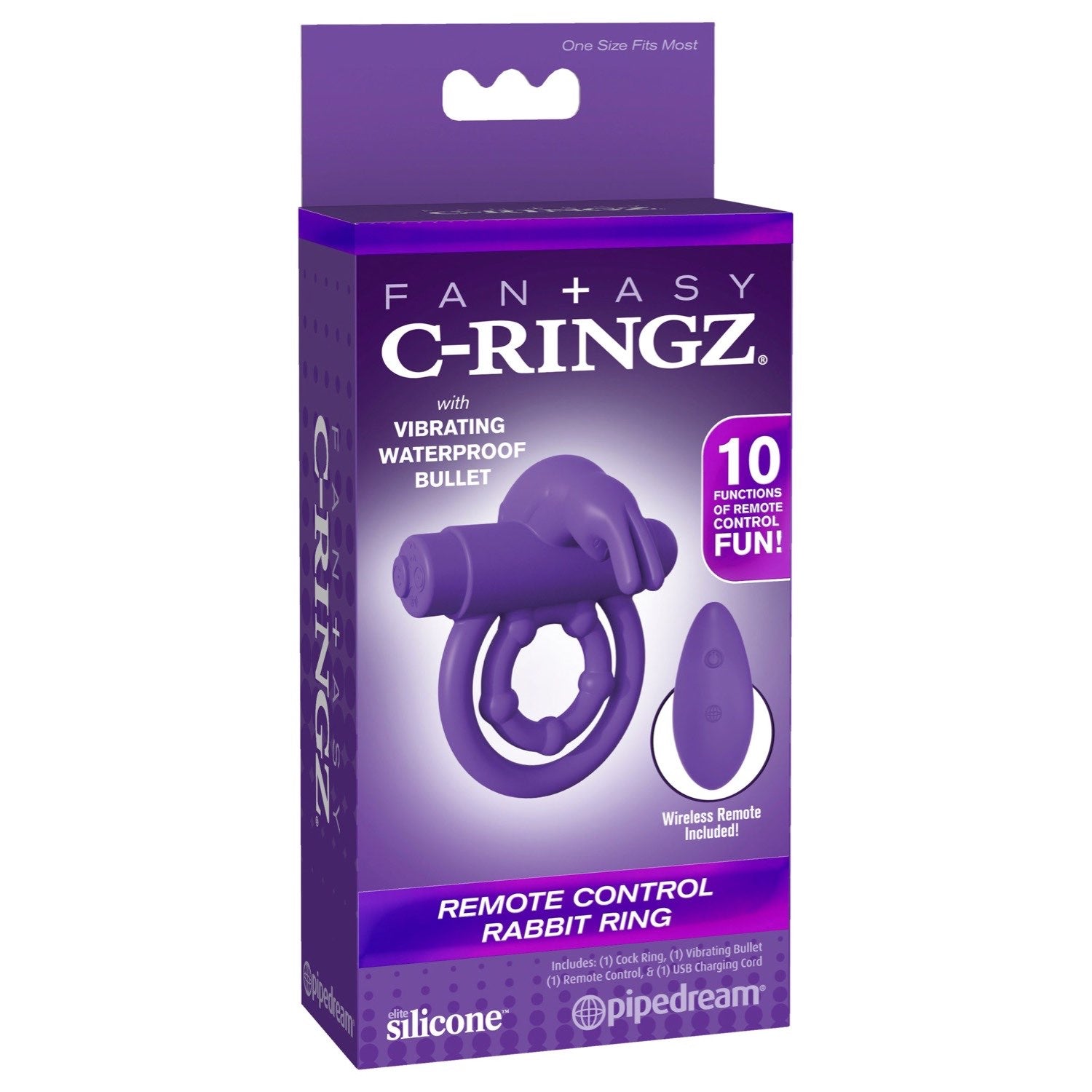 Fantasy C-Ringz Fantasy C-ringz Reomote Control Rabbit Ring - Purple Vibrating Cock &amp; Balls Ring with Remote Control by Pipedream