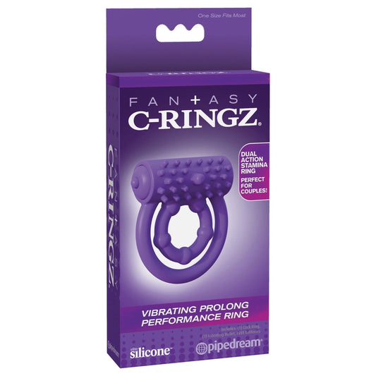 Pipedream Fantasy C-Ringz Vibrating Prolong Performance Ring - Purple Vibrating Cock &amp; Ball Rings