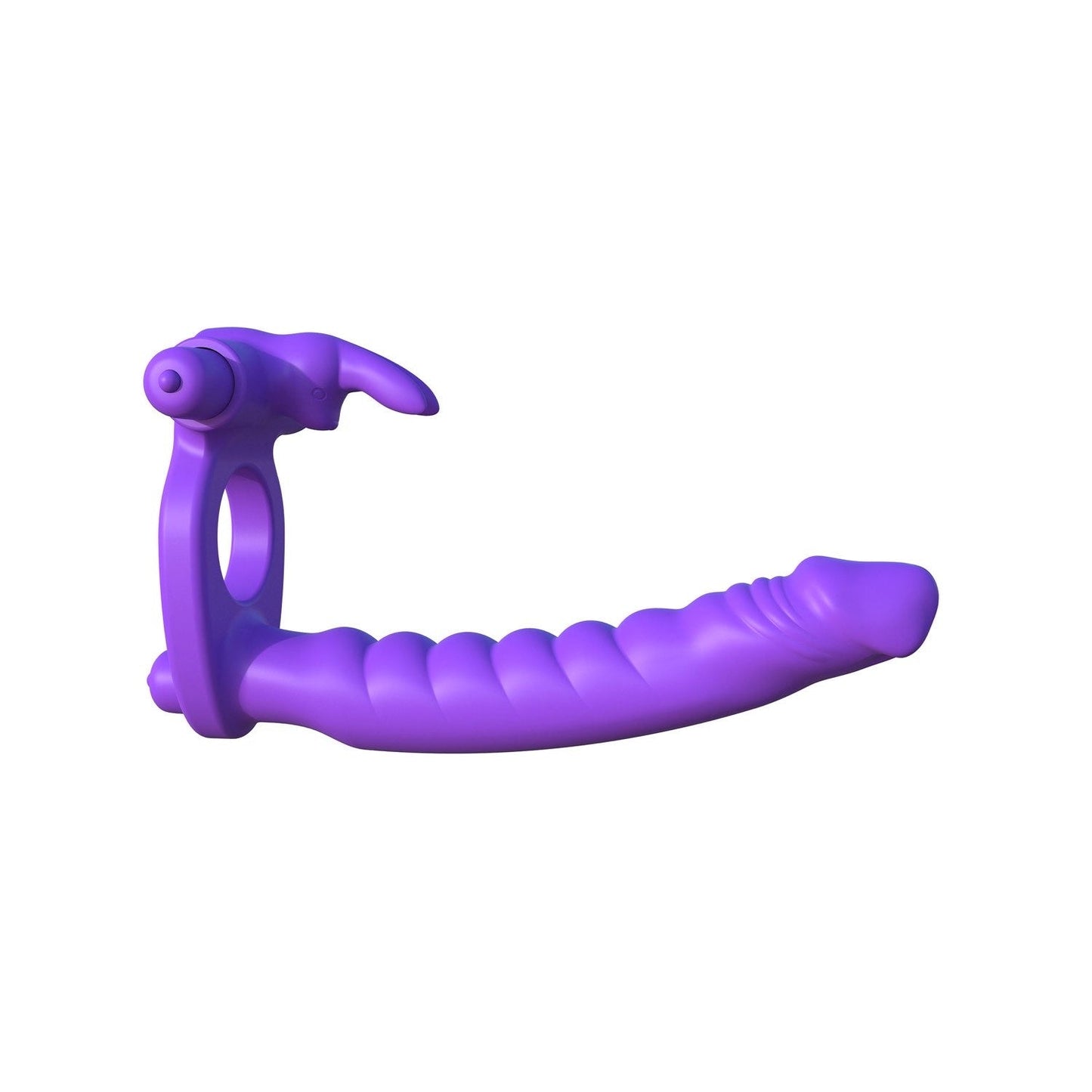 Fantasy C-ringz 硅胶双渗透兔子 - 紫色振动阴茎环带肛门渗透器