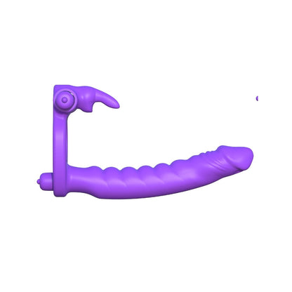 Fantasy C-ringz Silicone Double Penetrator Rabbit - Purple Vibrating Cock Ring with Anal Penetrator